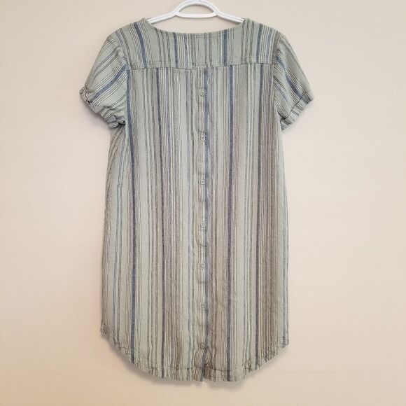 Cloth & Stone Green Blue Striped Tunic Dress Med - Picture 2 of 7